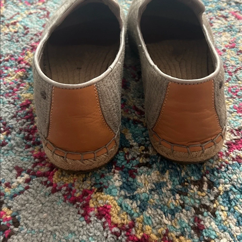 UGG Sandrinne Calf Hair‎ Scales Espadrille Gray Flat Slip On 1007150 Size 8